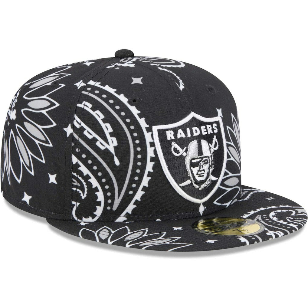Las Vegas Raiders New Era Paisley 59FIFTY Fitted Hat - Black Hats