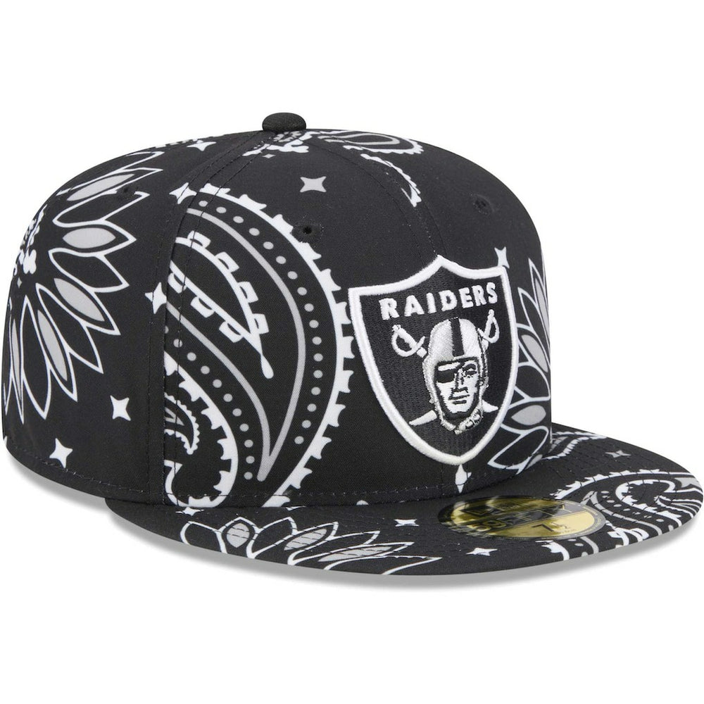 Las Vegas Raiders New Era Paisley 59FIFTY Fitted Hat - Black Hats