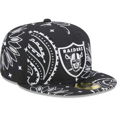 Las Vegas Raiders New Era Paisley 59FIFTY Fitted Hat - Black Hats