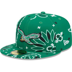 Philadelphia Eagles New Era Throwback Paisley 59FIFTY Fitted Hat - Kelly Green Hats