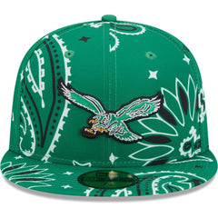 Philadelphia Eagles New Era Throwback Paisley 59FIFTY Fitted Hat - Kelly Green Hats