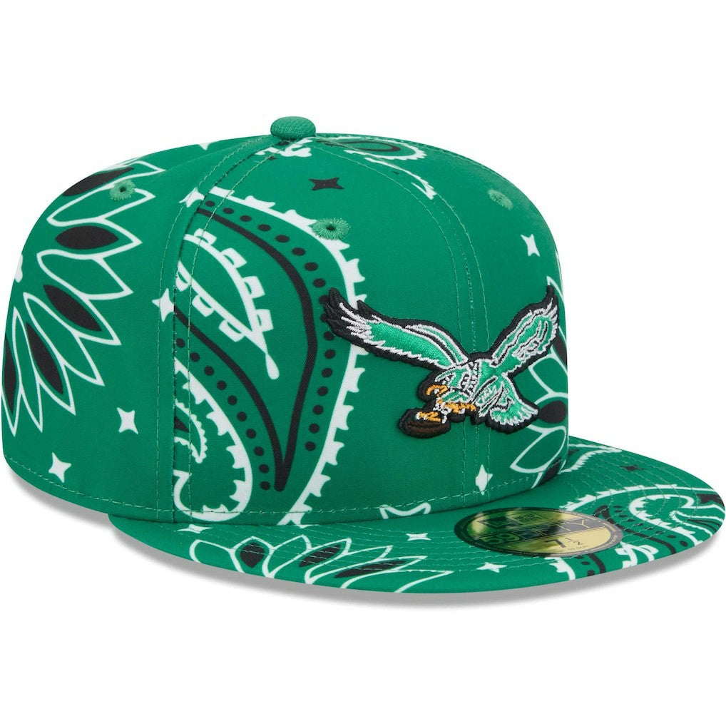 Philadelphia Eagles New Era Throwback Paisley 59FIFTY Fitted Hat - Kelly Green Hats