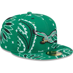 Philadelphia Eagles New Era Throwback Paisley 59FIFTY Fitted Hat - Kelly Green Hats