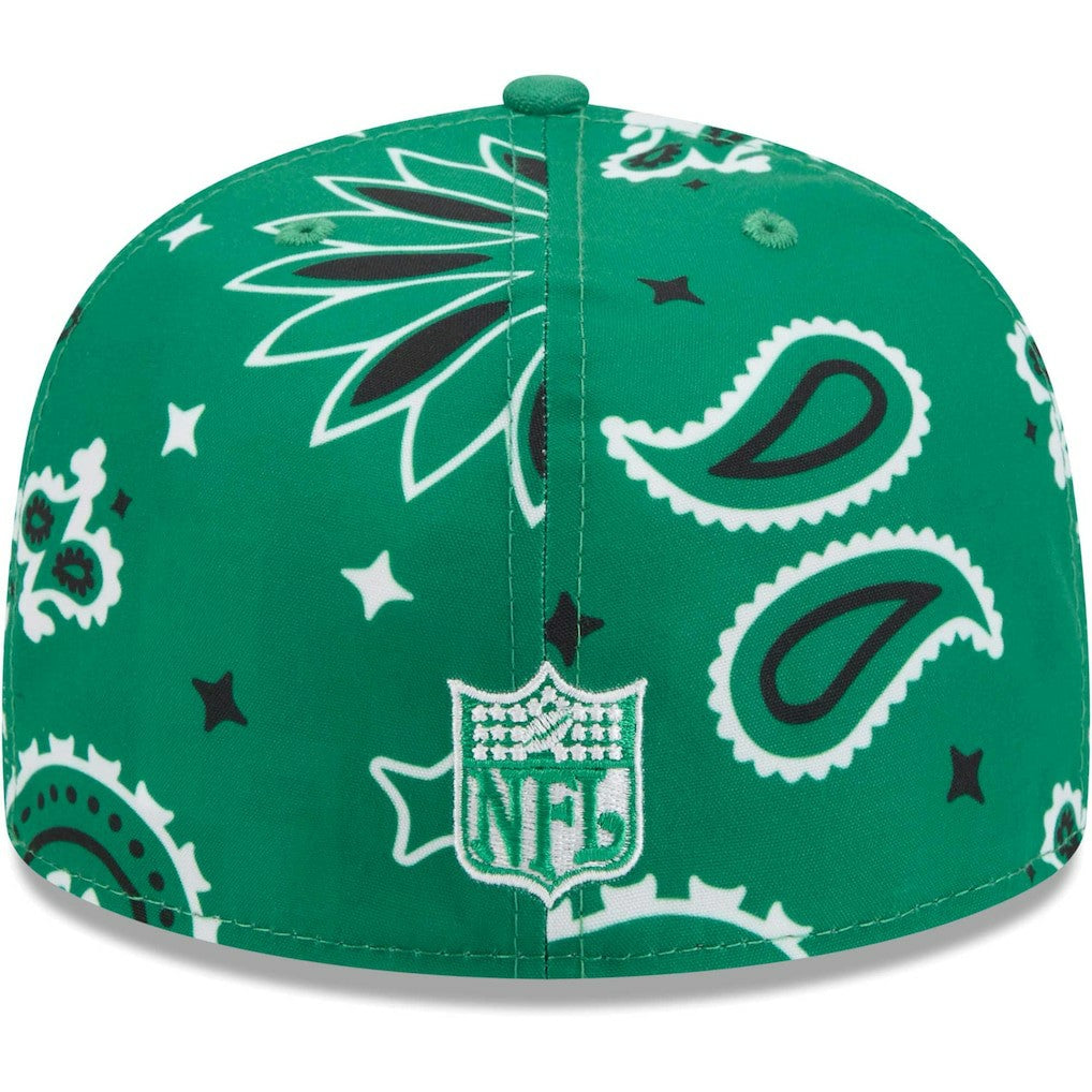 Philadelphia Eagles New Era Throwback Paisley 59FIFTY Fitted Hat - Kelly Green Hats