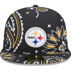 Pittsburgh Steelers New Era Paisley 59FIFTY Fitted Hat - Black Hats