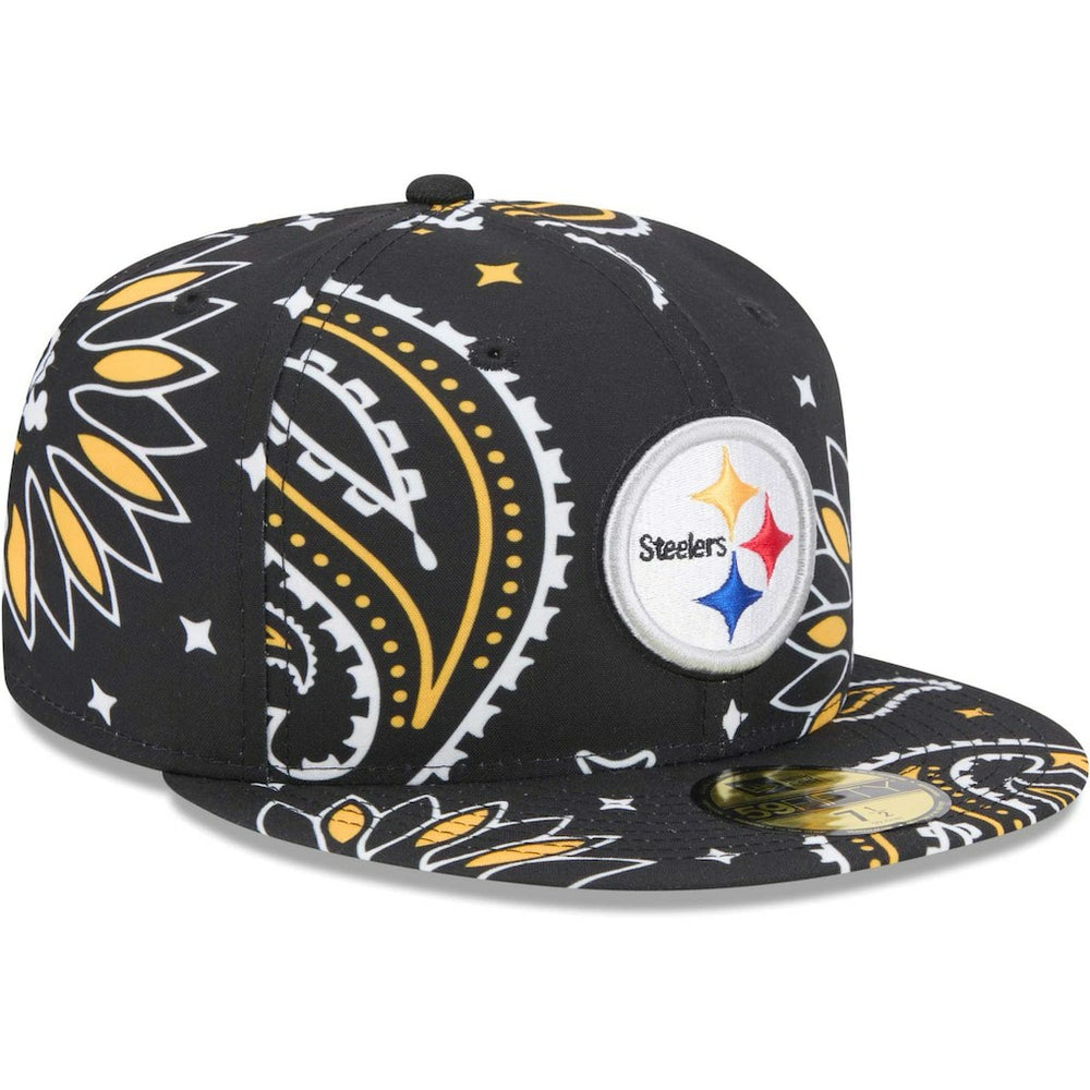Pittsburgh Steelers New Era Paisley 59FIFTY Fitted Hat - Black Hats