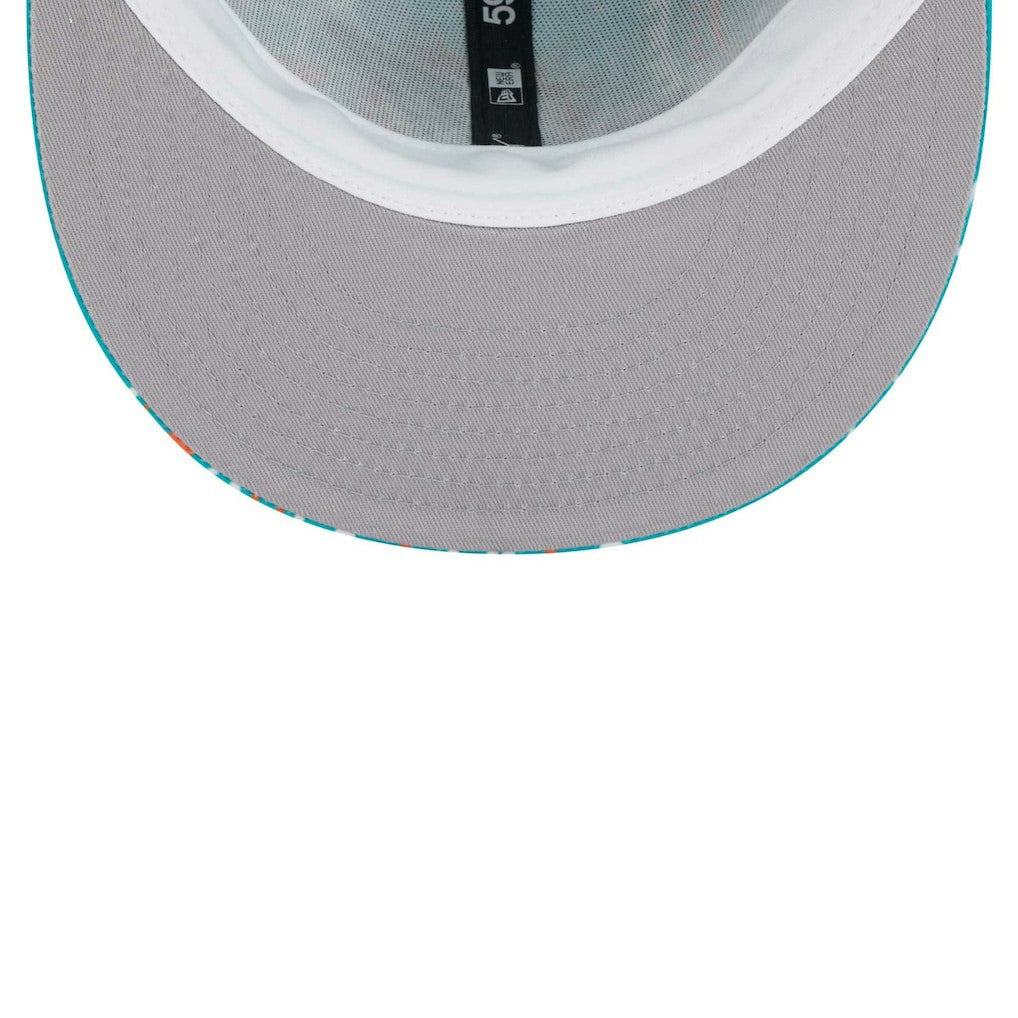 Miami Dolphins New Era Paisley 59FIFTY Fitted Hat - Aqua Hats