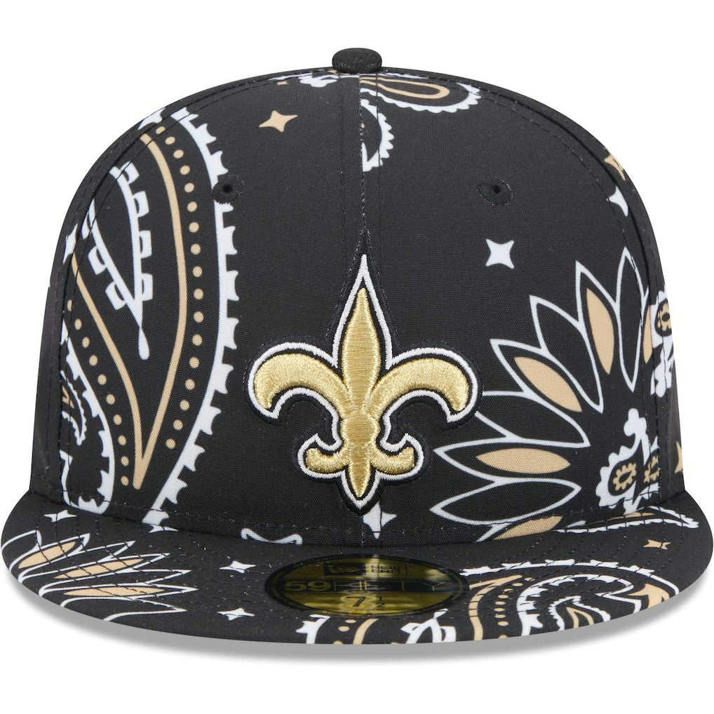 New Orleans Saints New Era Paisley 59FIFTY Fitted Hat - Black Hats