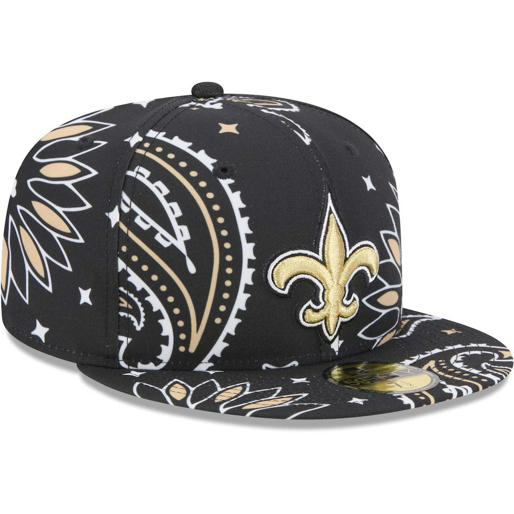 New Orleans Saints New Era Paisley 59FIFTY Fitted Hat - Black Hats