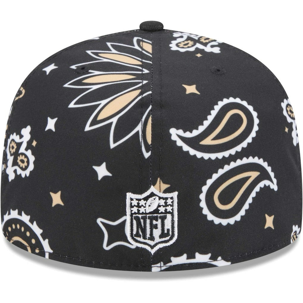 New Orleans Saints New Era Paisley 59FIFTY Fitted Hat - Black Hats