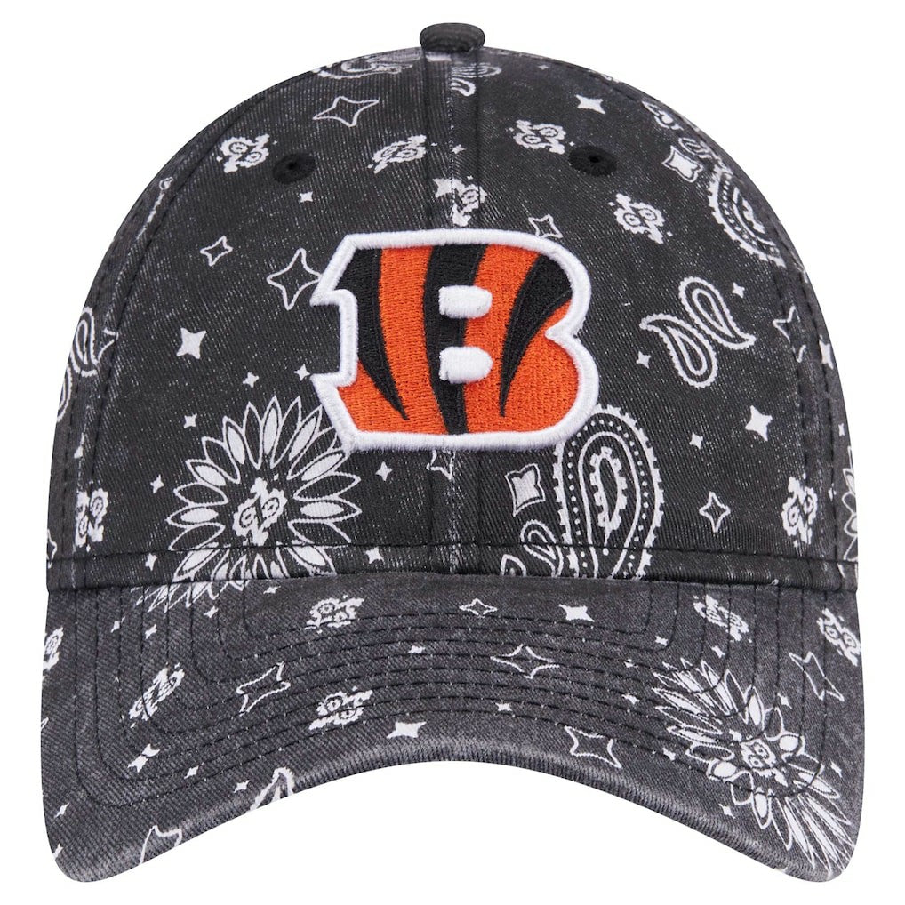 Cincinnati Bengals New Era Women's Paisley 9TWENTY Adjustable Hat - Black Hats