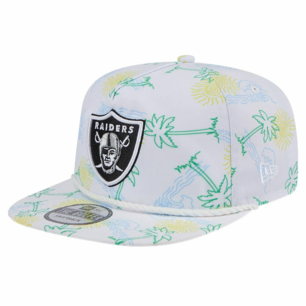 Las Vegas Raiders New Era Vacay Golfer Snapback Hat - White Hats