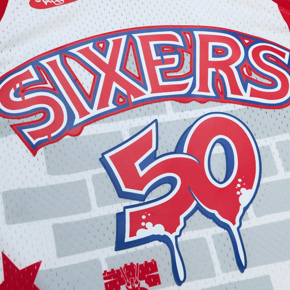 Philadelphia 76ers x Tats Cru Hardwood Classics Fashion Jersey White - Mitchell & Ness