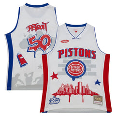 Detroit Pistons x Tats Cru Hardwood Classics Fashion Jersey White - Mitchell & Ness