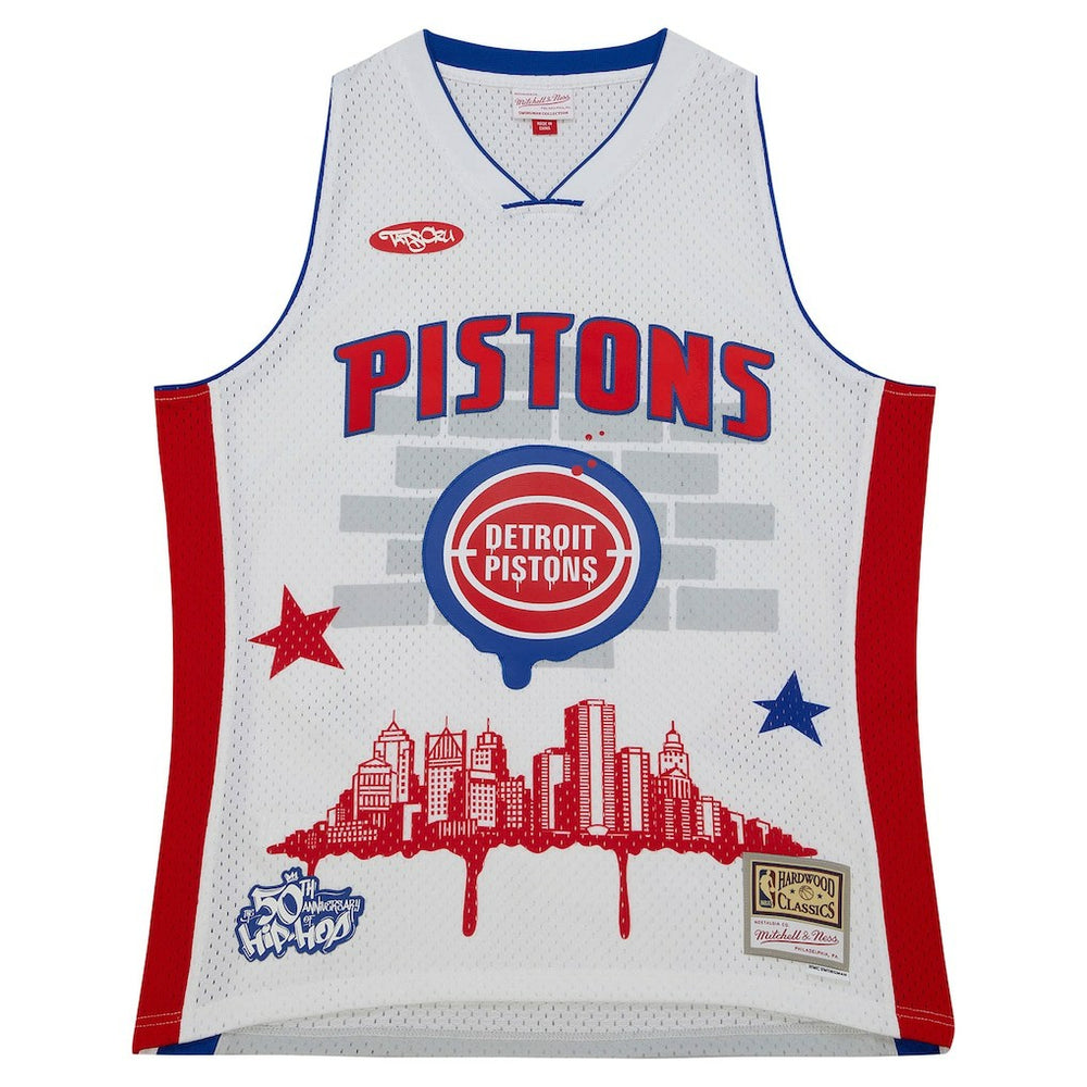 Detroit Pistons x Tats Cru Hardwood Classics Fashion Jersey White - Mitchell & Ness