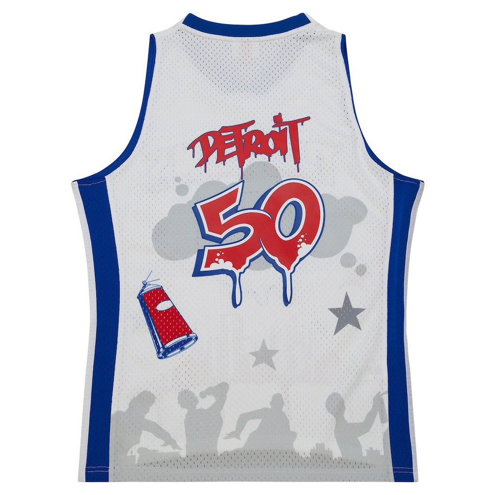 Detroit Pistons x Tats Cru Hardwood Classics Fashion Jersey White - Mitchell & Ness