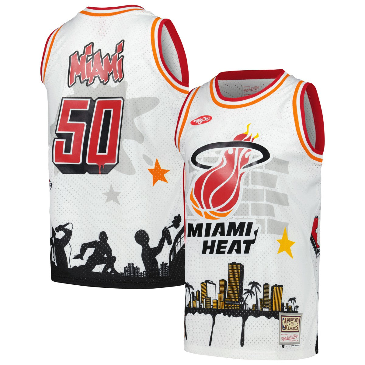 Miami Heat x Tats Cru Hardwood Classics Fashion Jersey White - Mitchell & Ness