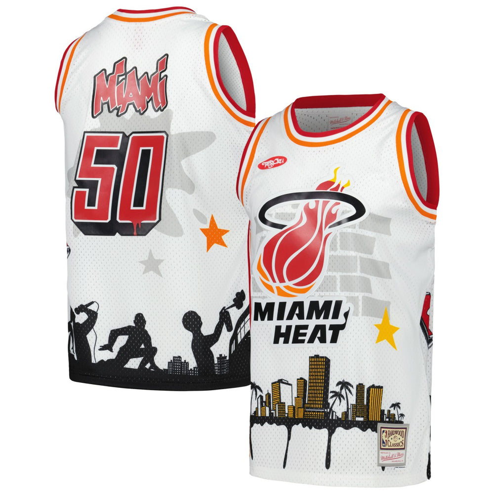 Miami Heat x Tats Cru Hardwood Classics Fashion Jersey White - Mitchell & Ness