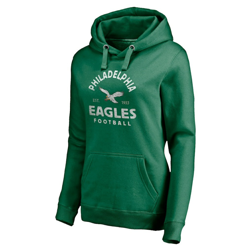 Philadelphia Eagles Women's Gridiron Classics Vintage Arch Pullover Hoodie - Kelly Green Hoodies
