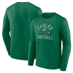 Philadelphia Eagles Gridiron Classics Retro Block Long Sleeve T-Shirt - Kelly Green T-shirts