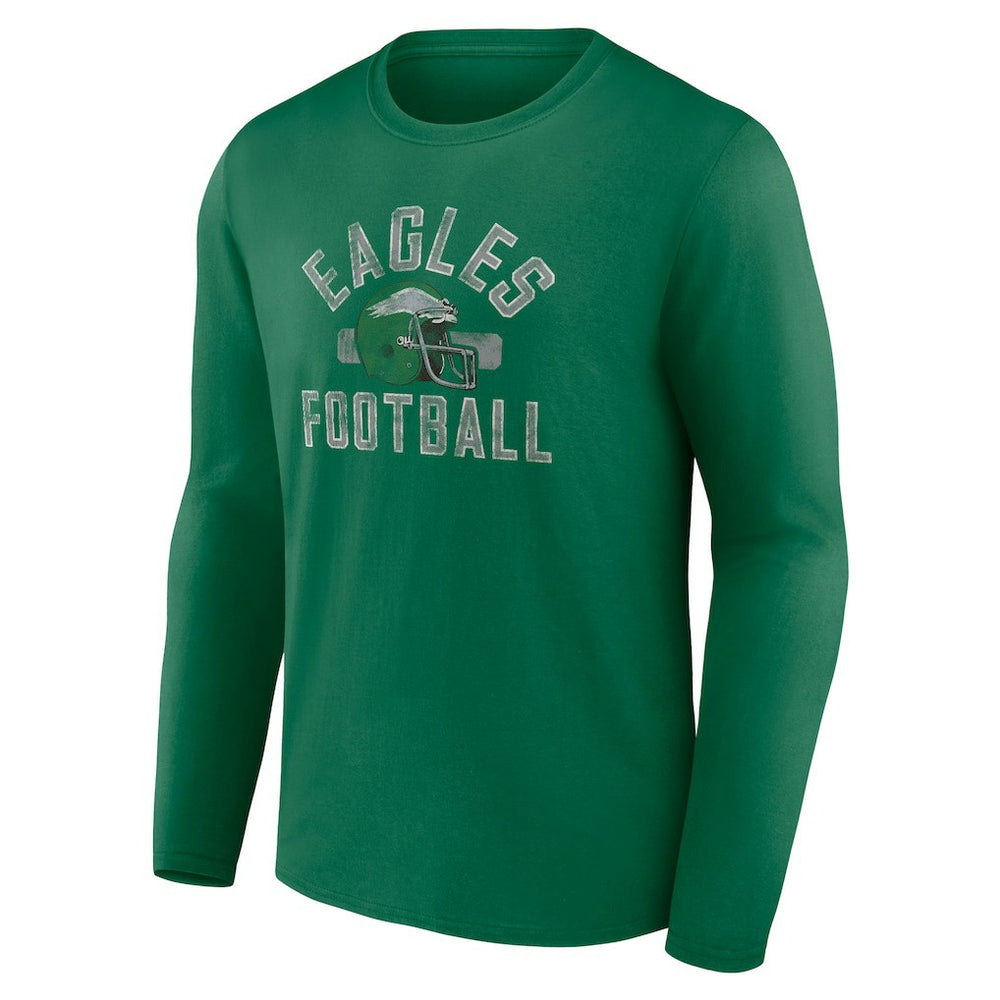 Philadelphia Eagles Gridiron Classics Retro Block Long Sleeve T-Shirt - Kelly Green T-shirts