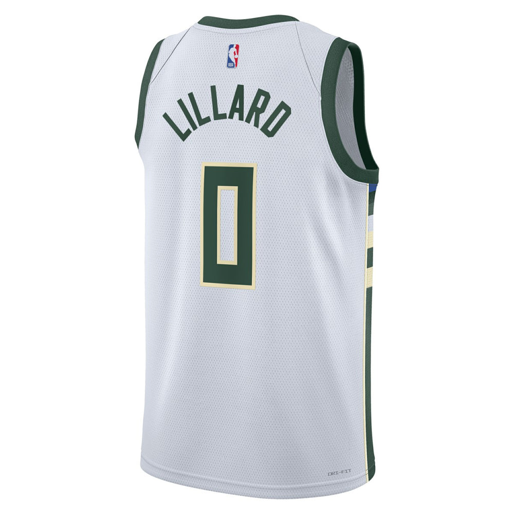 Damian Lillard Milwaukee Bucks Unisex Fear The Deer Swingman Player Jersey Association Edition White - Nike