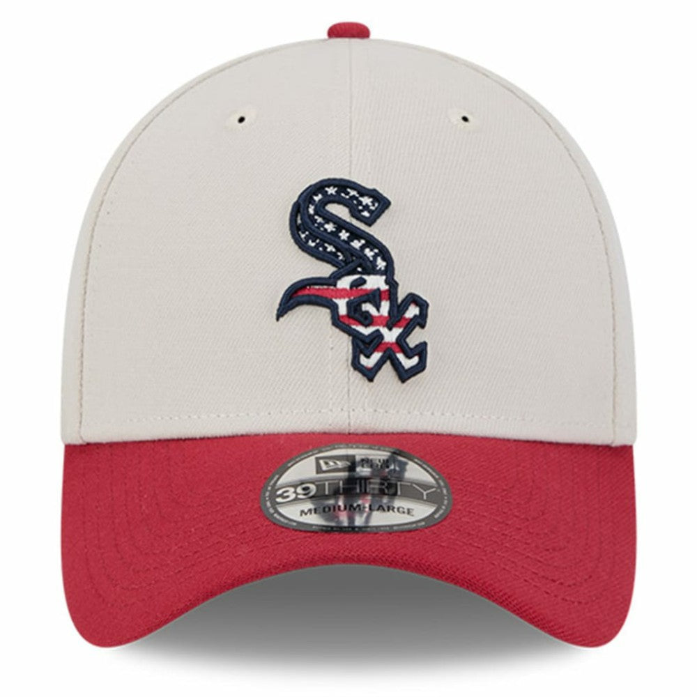 Chicago White Sox New Era 2024 Fourth of July 39THIRTY Flex Hat - Khaki/Red Hats