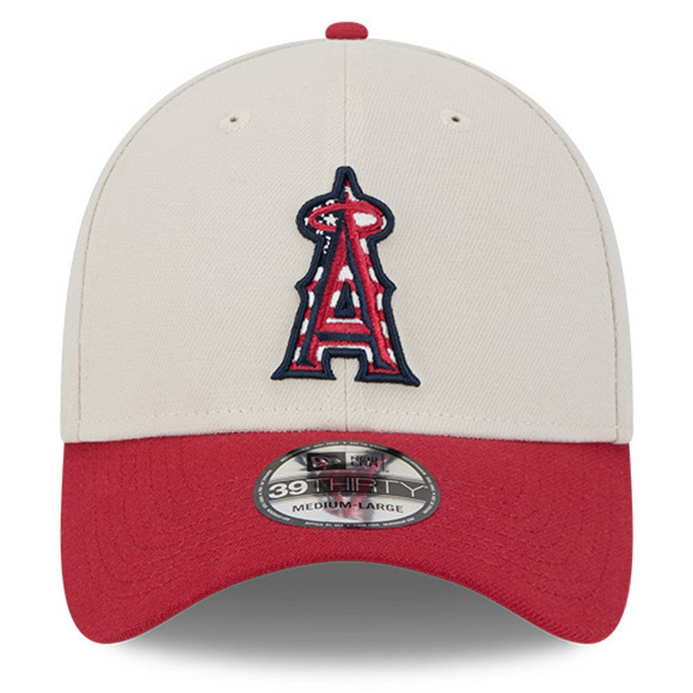 Los Angeles Angels New Era 2024 Fourth of July 39THIRTY Flex Hat - Khaki/Red Hats