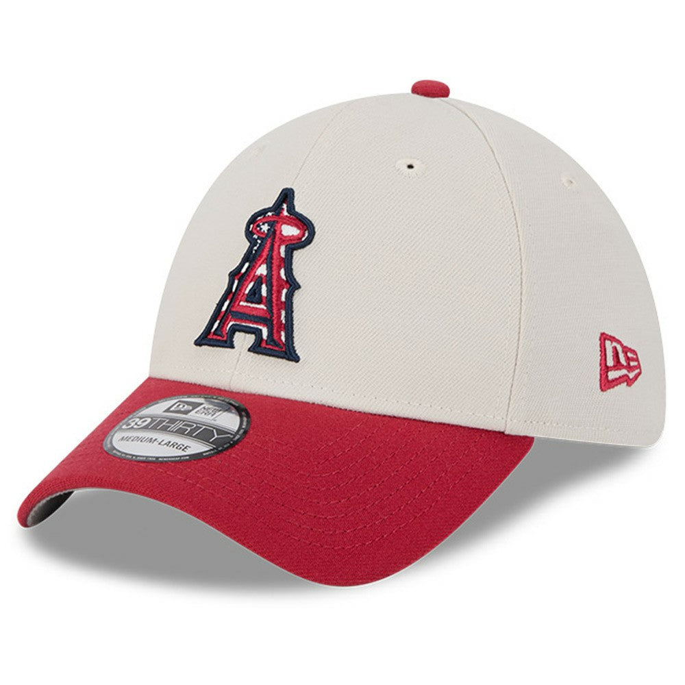 Los Angeles Angels New Era 2024 Fourth of July 39THIRTY Flex Hat - Khaki/Red Hats