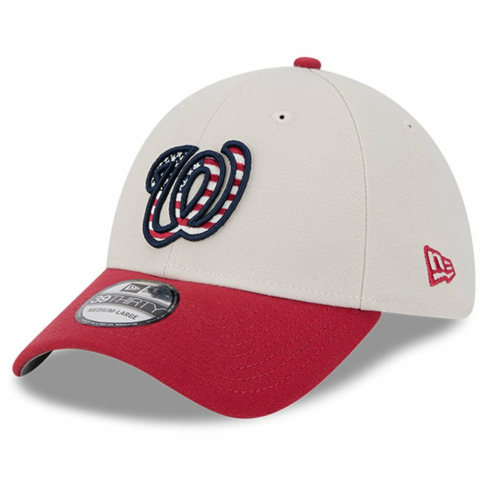 Washington Nationals New Era 2024 Fourth of July 39THIRTY Flex Hat - Khaki/Red Hats