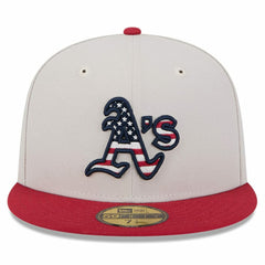 Athletics New Era 2024 Fourth of July 59FIFTY Fitted Hat - Khaki/Red Hats