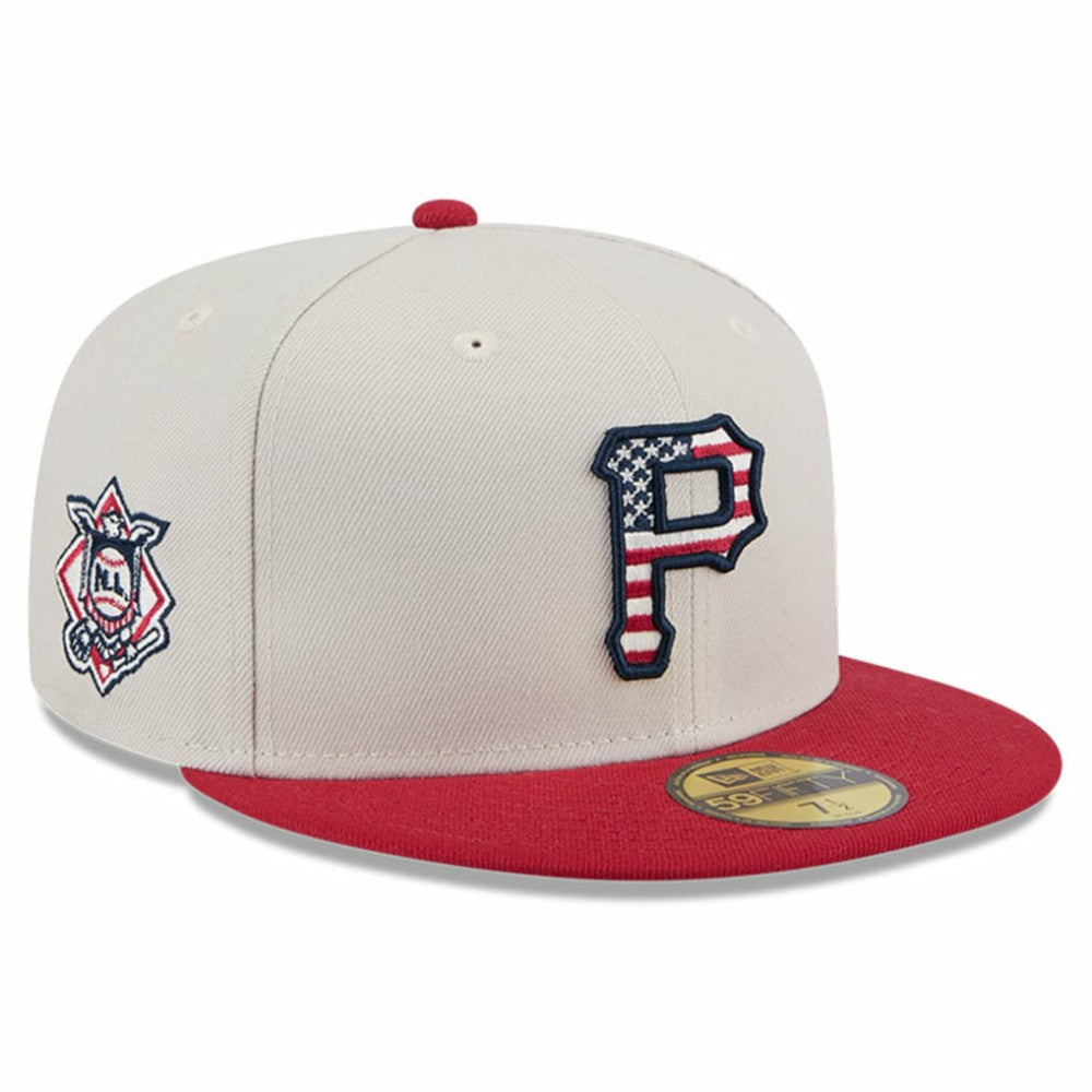 Pittsburgh Pirates New Era 2024 Fourth of July 59FIFTY Fitted Hat - Khaki/Red Hats