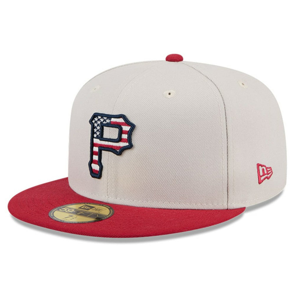 Pittsburgh Pirates New Era 2024 Fourth of July 59FIFTY Fitted Hat - Khaki/Red Hats