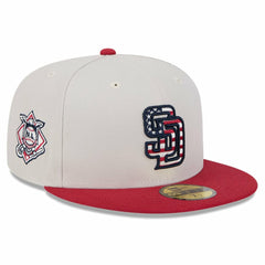 San Diego Padres New Era 2024 Fourth of July 59FIFTY Fitted Hat - Khaki/Red Hats