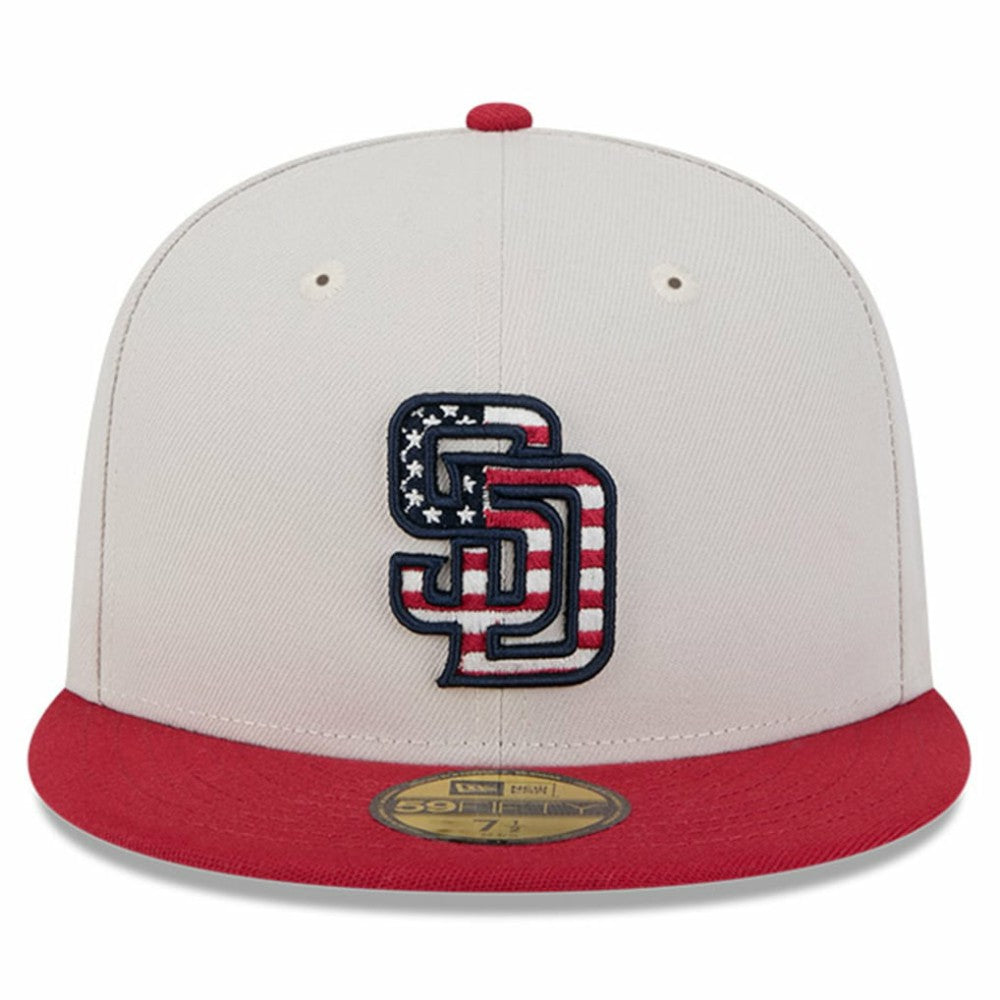 San Diego Padres New Era 2024 Fourth of July 59FIFTY Fitted Hat - Khaki/Red Hats
