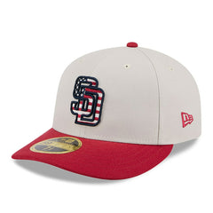 San Diego Padres New Era 2024 Fourth of July Low Profile 59FIFTY Fitted Hat - Khaki/Red Hats