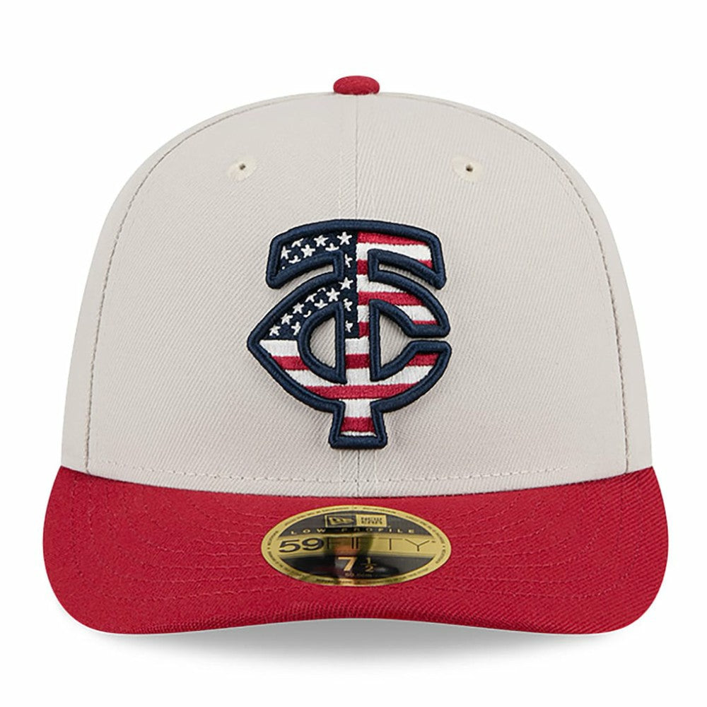 Minnesota Twins New Era 2024 Fourth of July Low Profile 59FIFTY Fitted Hat - Khaki/Red Hats