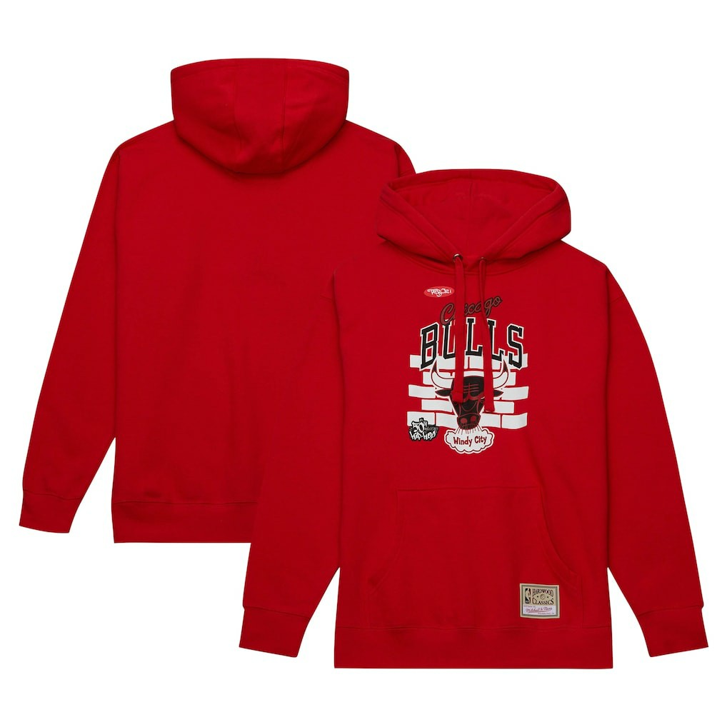 Chicago Bulls x Tats Cru Hardwood Classics Brick Pullover Hoodie Red - Mitchell & Ness