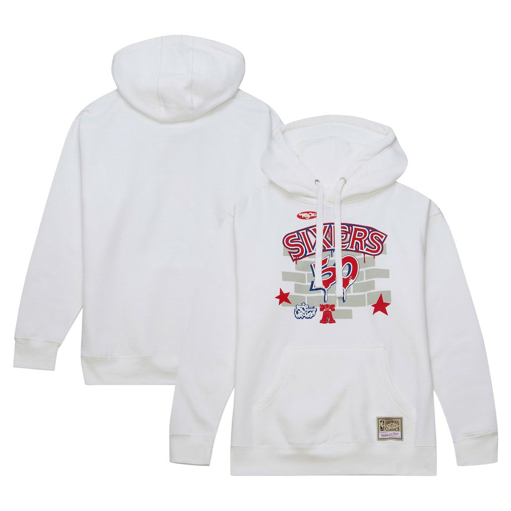 Philadelphia 76ers x Tats Cru Hardwood Classics Brick Pullover Hoodie White - Mitchell & Ness