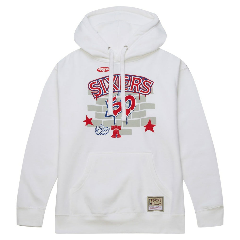 Philadelphia 76ers x Tats Cru Hardwood Classics Brick Pullover Hoodie White - Mitchell & Ness
