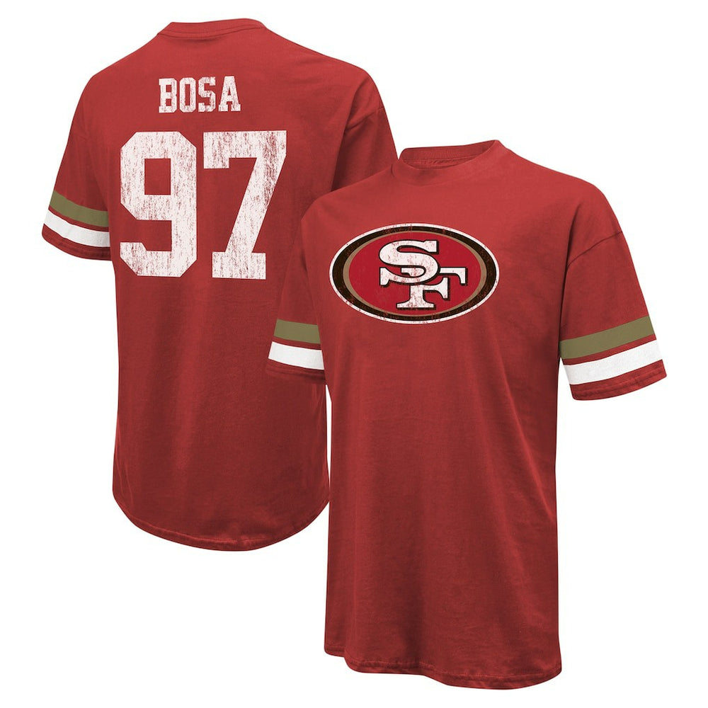 Nick Bosa San Francisco 49ers Majestic Threads Name & Number Oversized Fit T-Shirt - Scarlet T-shirts