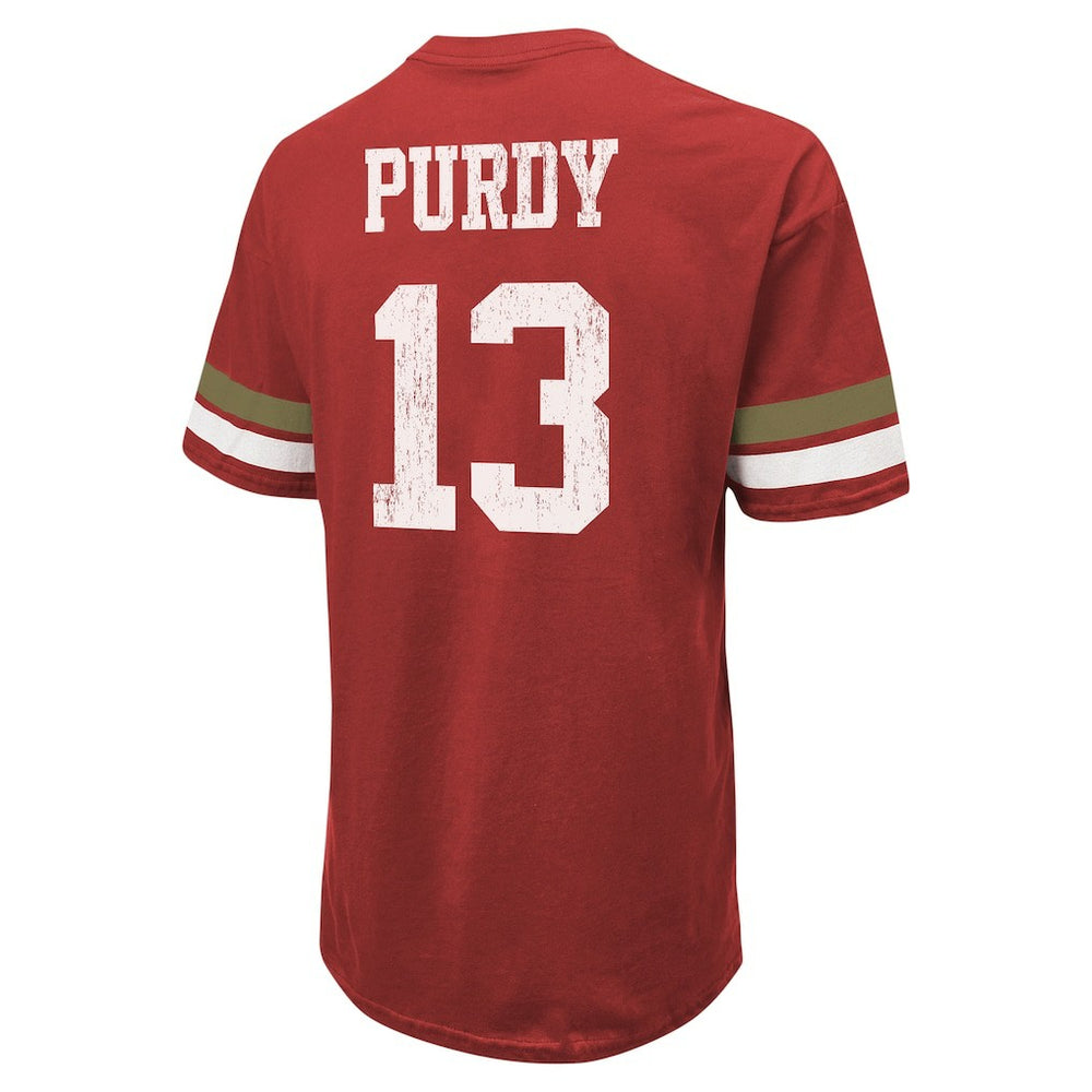 Brock Purdy San Francisco 49ers Majestic Threads Name & Number Oversize Fit T-Shirt - Scarlet T-shirts