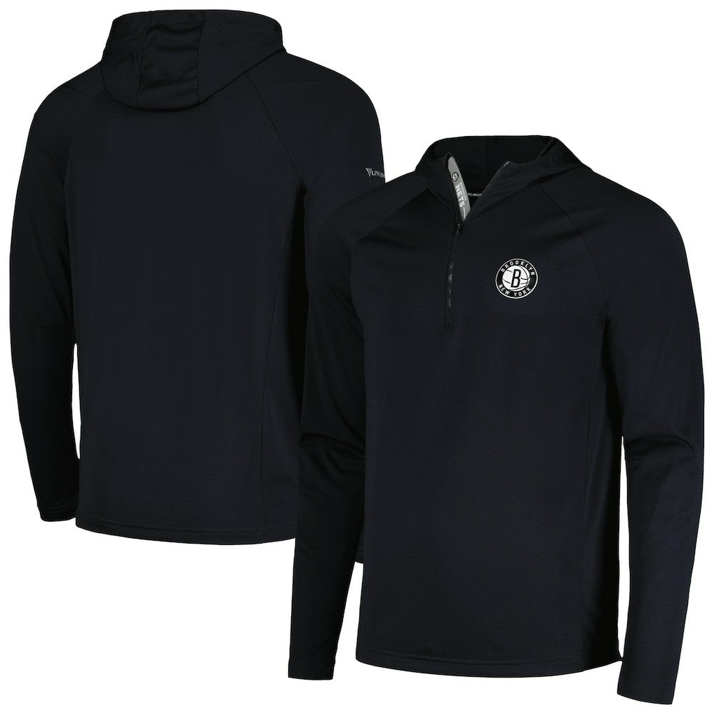 Brooklyn Nets Levelwear Zander Hoodie Raglan Quarter-Zip Top Black