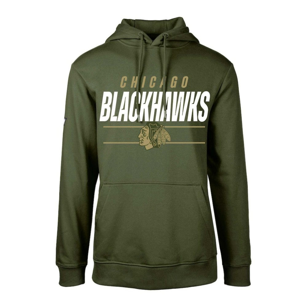 Chicago Blackhawks Levelwear Youth Podium Fleece Pullover Hoodie - Olive | US 200791945