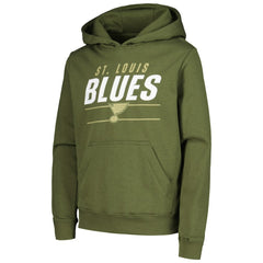 St. Louis Blues Levelwear Youth Podium Fleece Pullover Hoodie - Olive | US 200791946