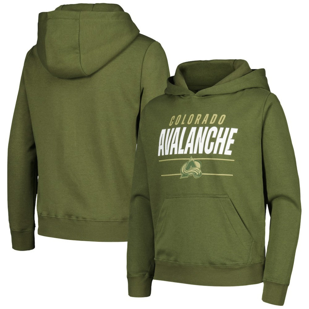 Colorado Avalanche Levelwear Youth Podium Fleece Pullover Hoodie - Olive | US 200791947