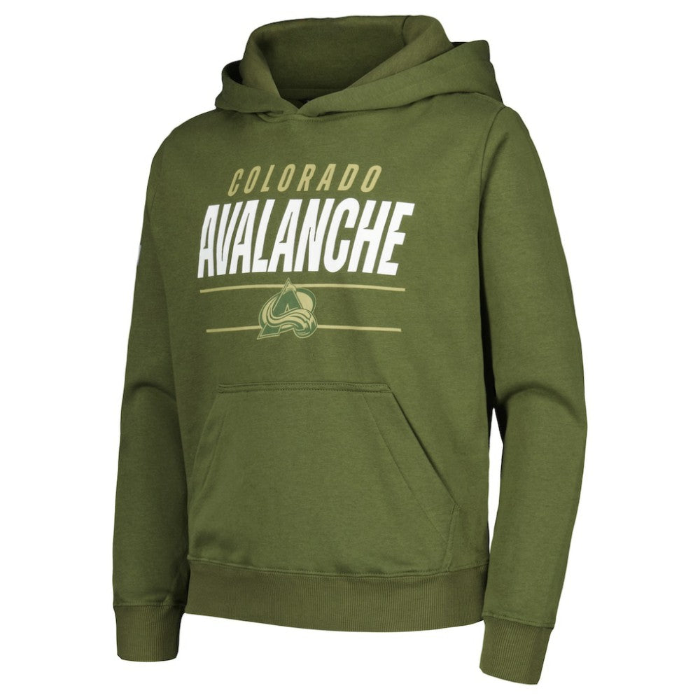 Colorado Avalanche Levelwear Youth Podium Fleece Pullover Hoodie - Olive | US 200791947