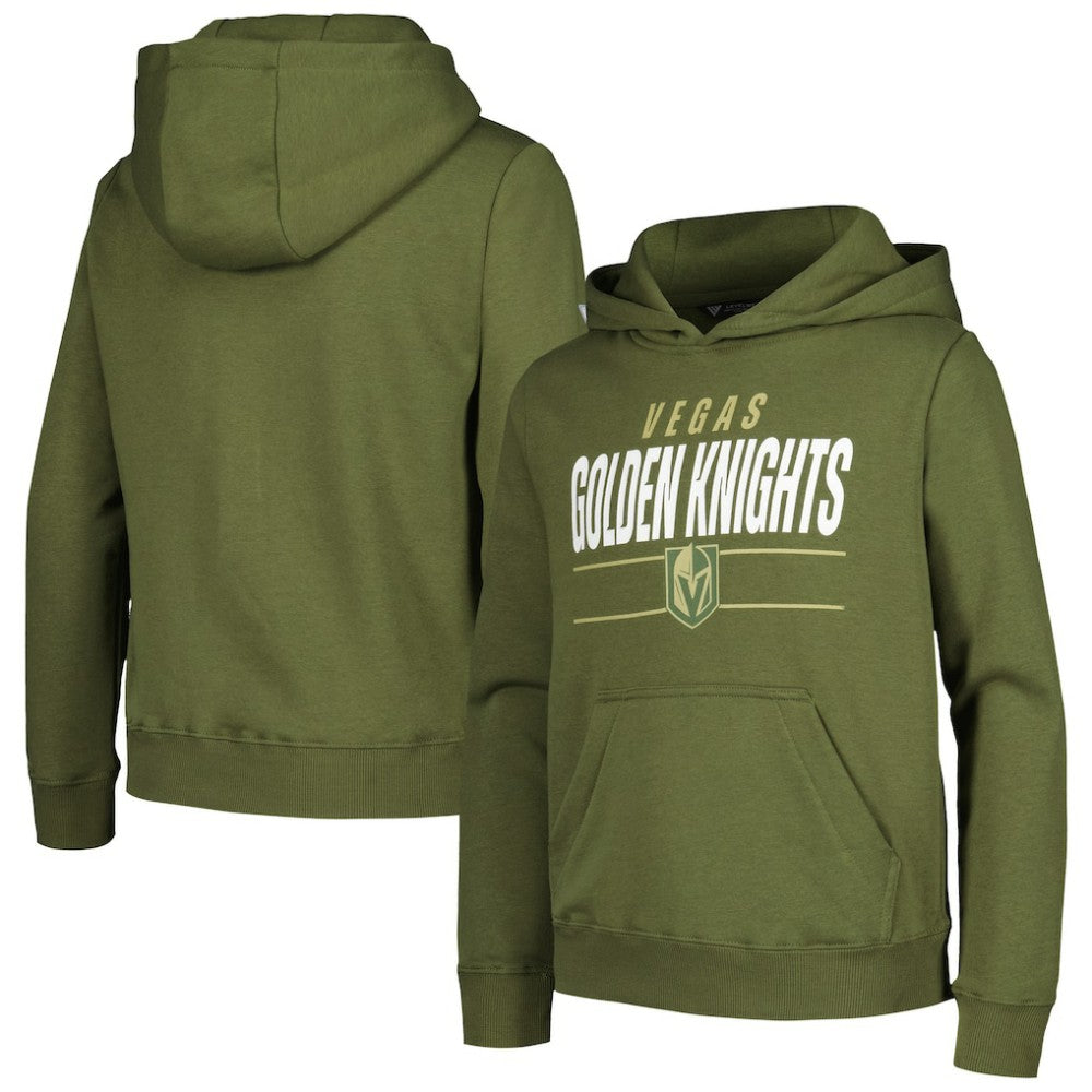 Vegas Golden Knights Levelwear Youth Podium Fleece Pullover Hoodie - Olive | US 200791949