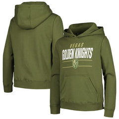 Vegas Golden Knights Levelwear Youth Podium Fleece Pullover Hoodie - Olive | US 200791949