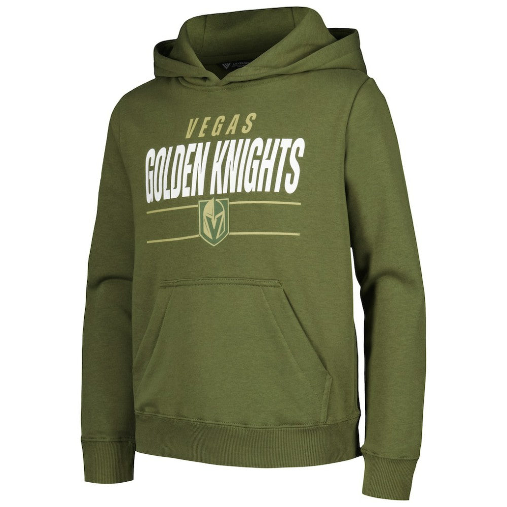 Vegas Golden Knights Levelwear Youth Podium Fleece Pullover Hoodie - Olive | US 200791949
